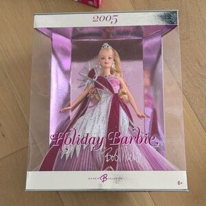 Bob Mackie Holiday Barbie Doll with Pink and Silver Dress - NEVER BEEN OPENED